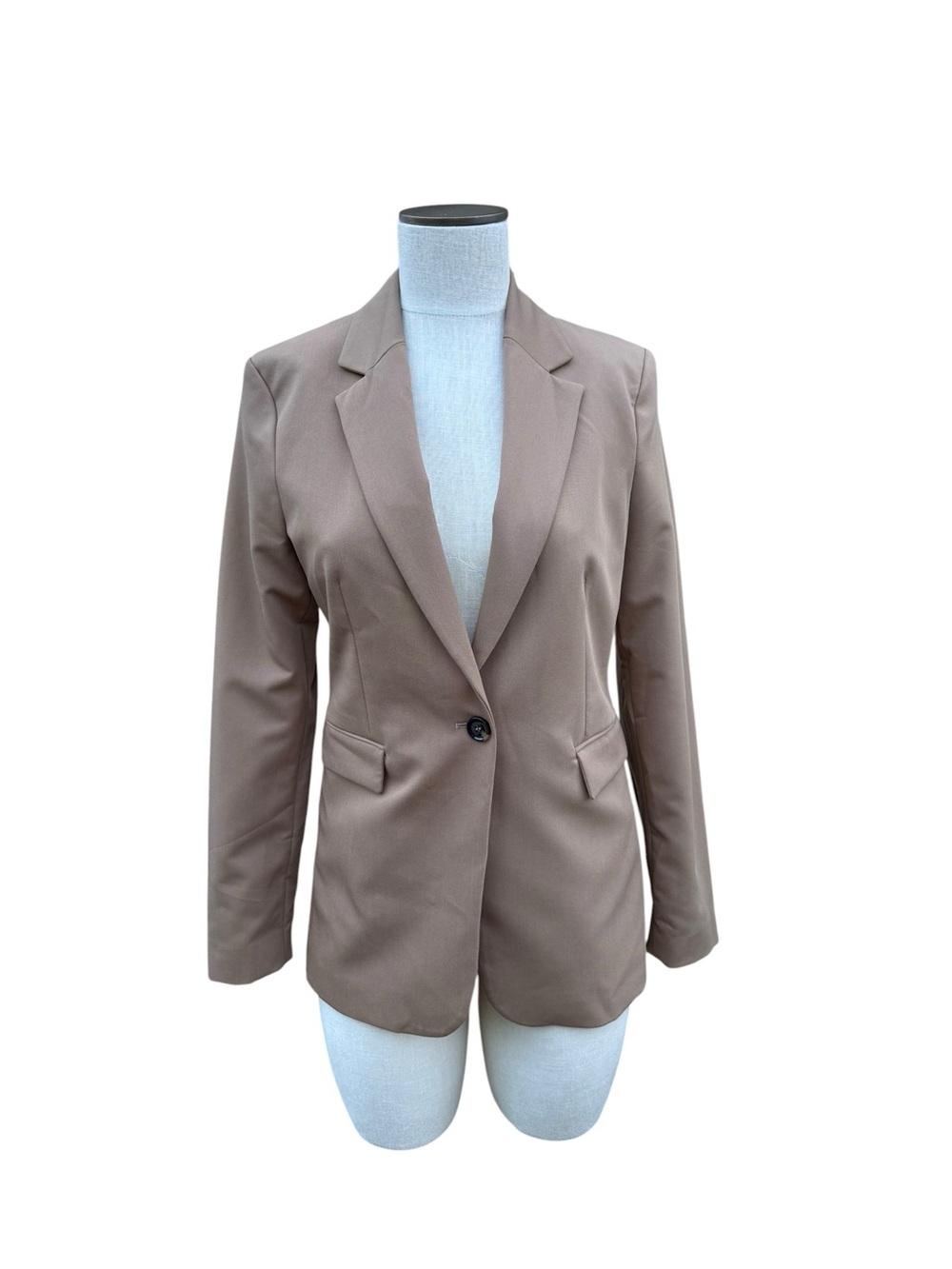 Mango Women's Taupe Single-Button Blazer